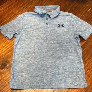 Under Armour Light Blue Heather Polo for Kids heat gear
